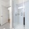 a bathroom with a glass shower