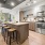 a kitchen with a wood floor