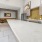a kitchen with a fireplace