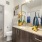a bathroom with a large mirror